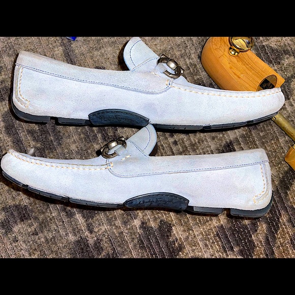 Salvatore Ferragamo baby blue suede drivers - Picture 11 of 12